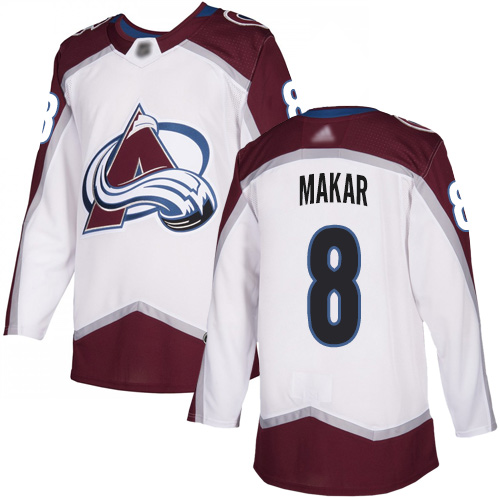 Adidas Colorado Avalanche #8 Cale Makar White Road Authentic Stitched Youth NHL Jersey